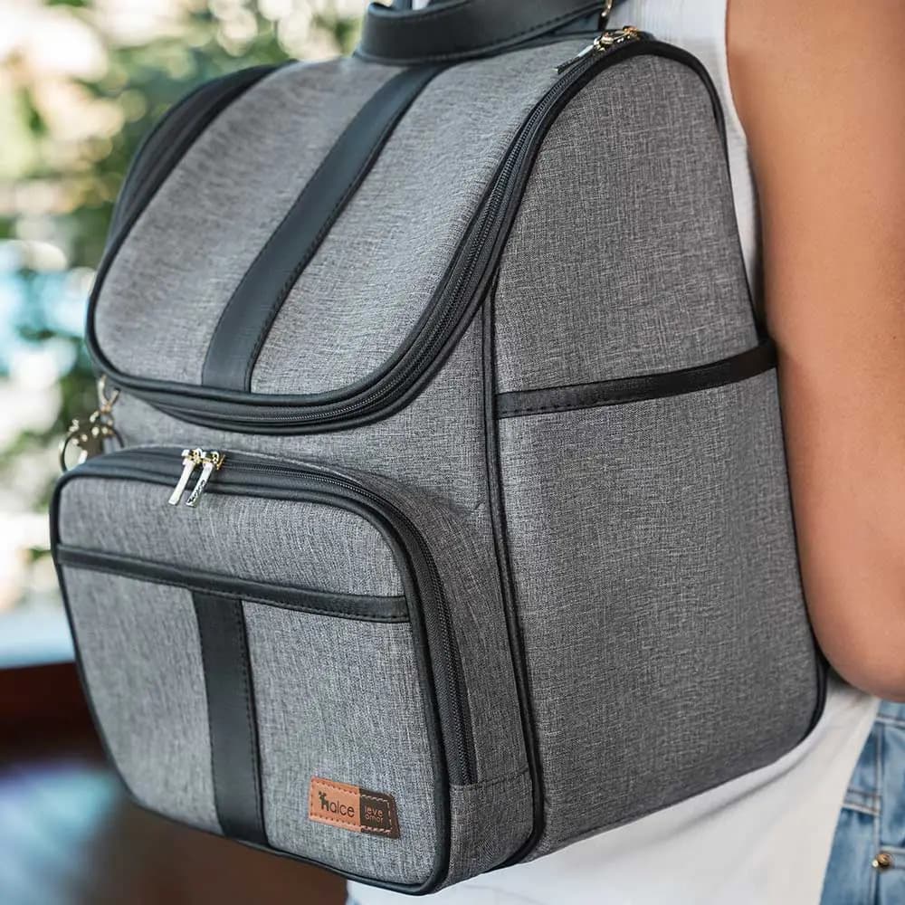 Bolsa Mochila Maternidade Multifuncional Lebaby 2 em 1 Cinza Mescla - Miniatura 7