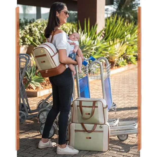 Kit Maternidade Bolsa Mala Mochila  Londres Pistache - Miniatura 8