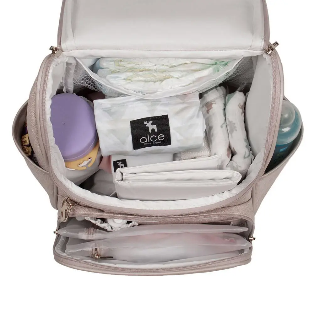 Kit Mochila e Mala Maternidade Multifuncional Lebaby 2 em 1 Nude - Miniatura 9