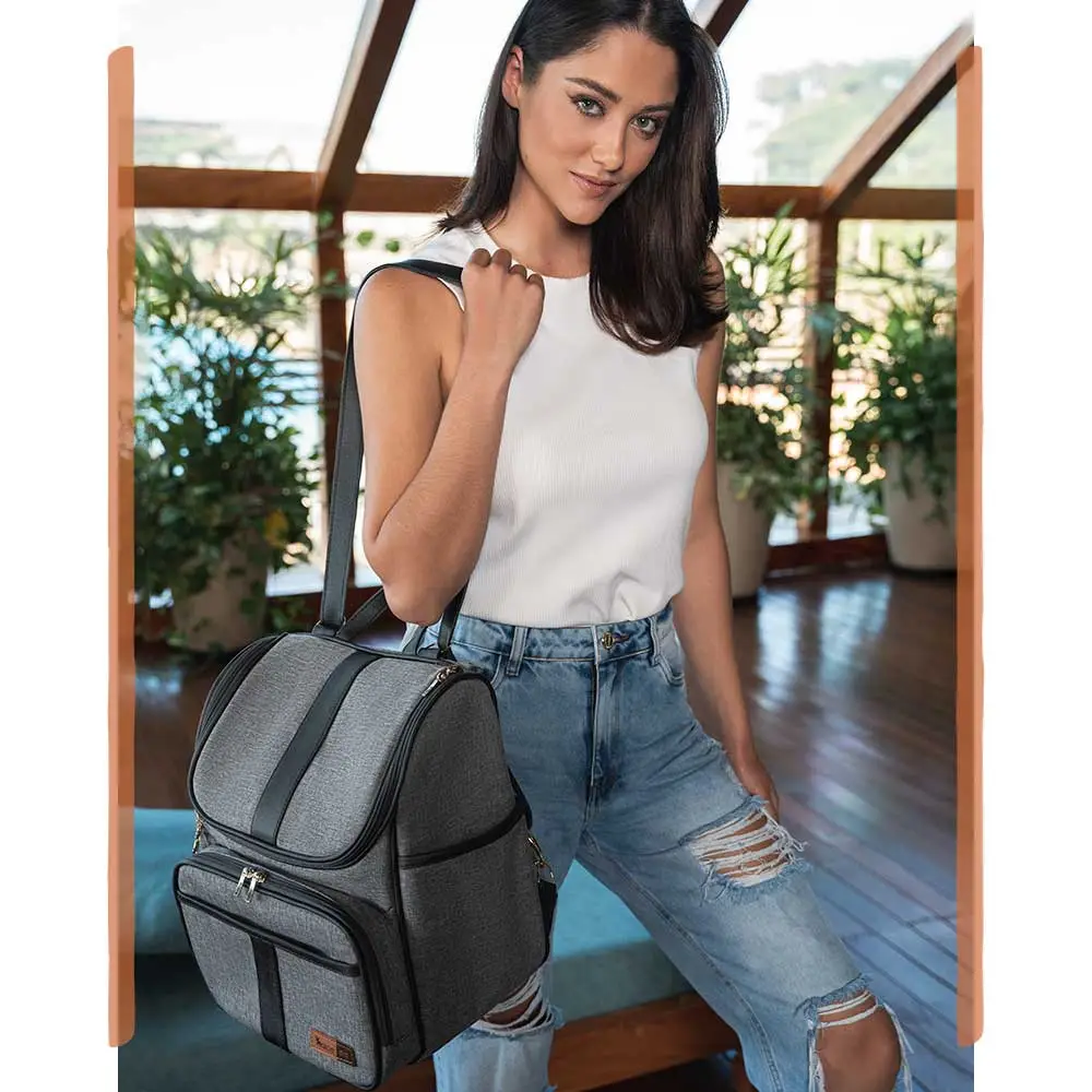 Kit Mochila e Mala Maternidade Multifuncional Lebaby 2 em 1 Cinza Mescla - Miniatura 15