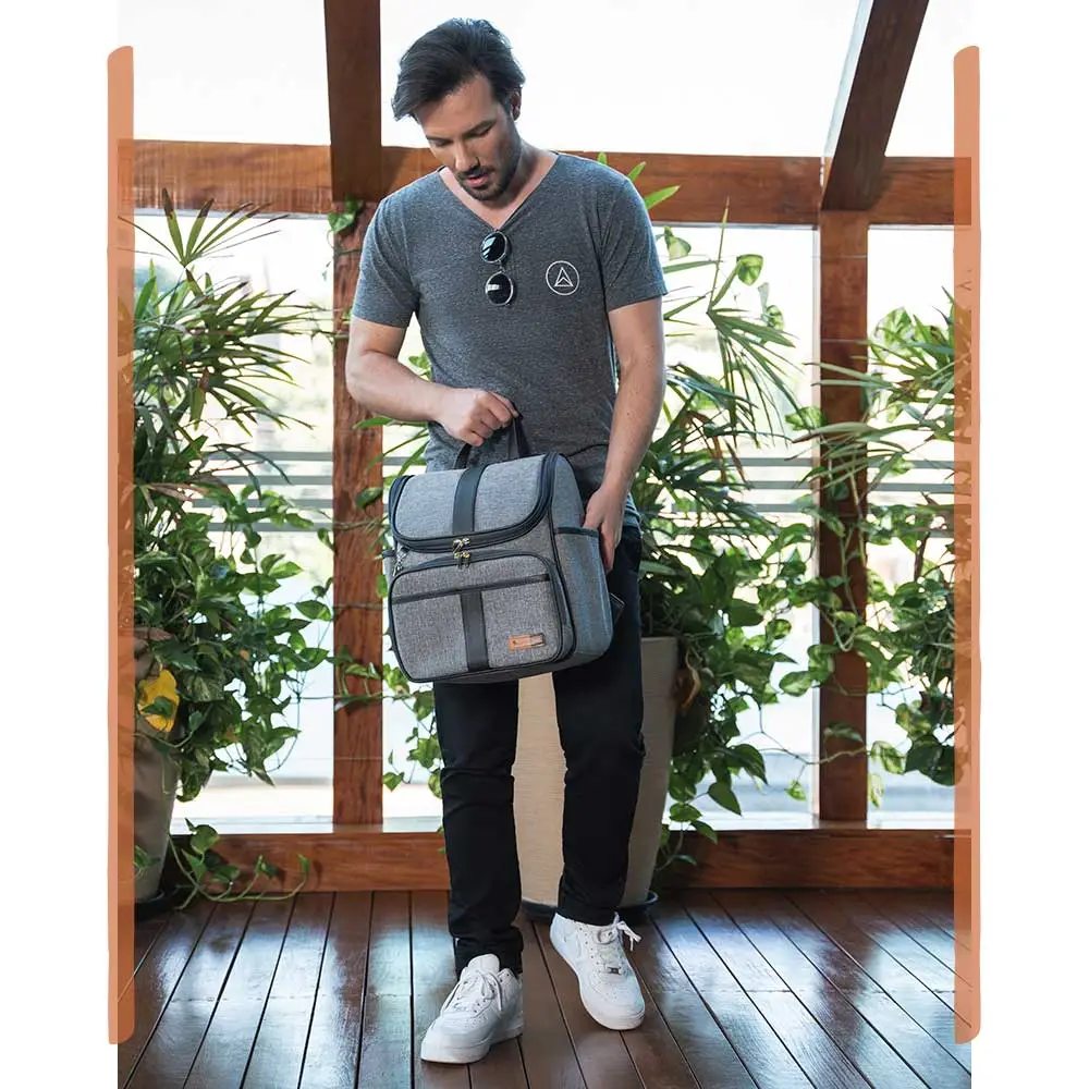 Kit Mochila e Mala Maternidade Multifuncional Lebaby 2 em 1 Cinza Mescla - Miniatura 17