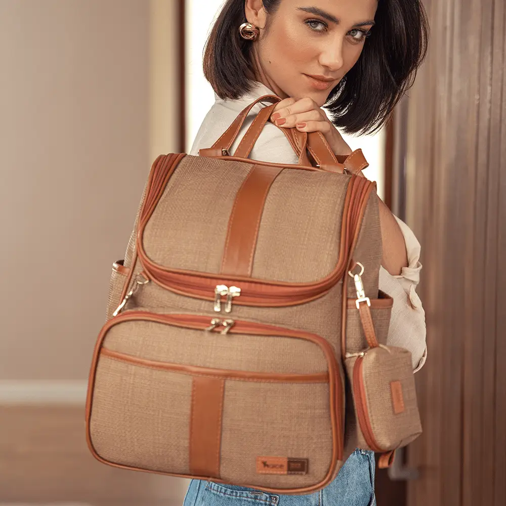 Bolsa Mochila Maternidade Multifuncional Lebaby 2 em 1 Cappuccino - Miniatura 10