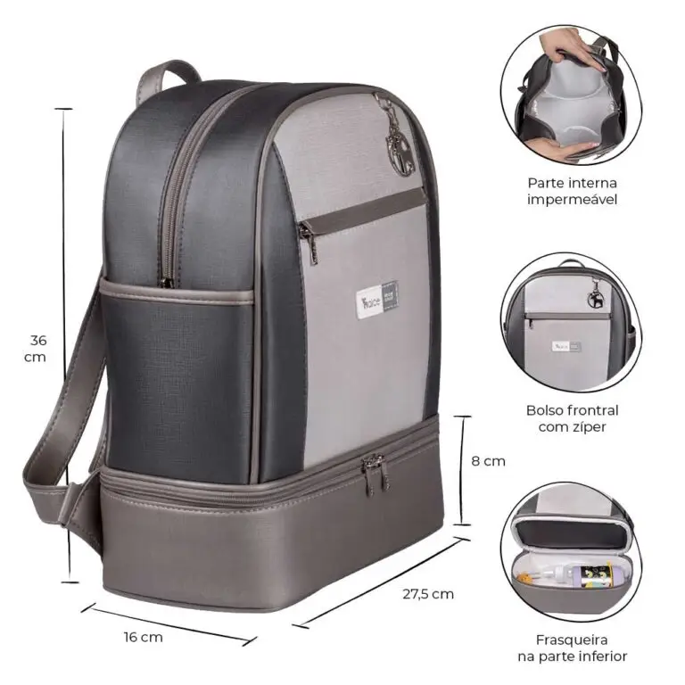 Mochila Maternidade Londres Cinza - Miniatura 2
