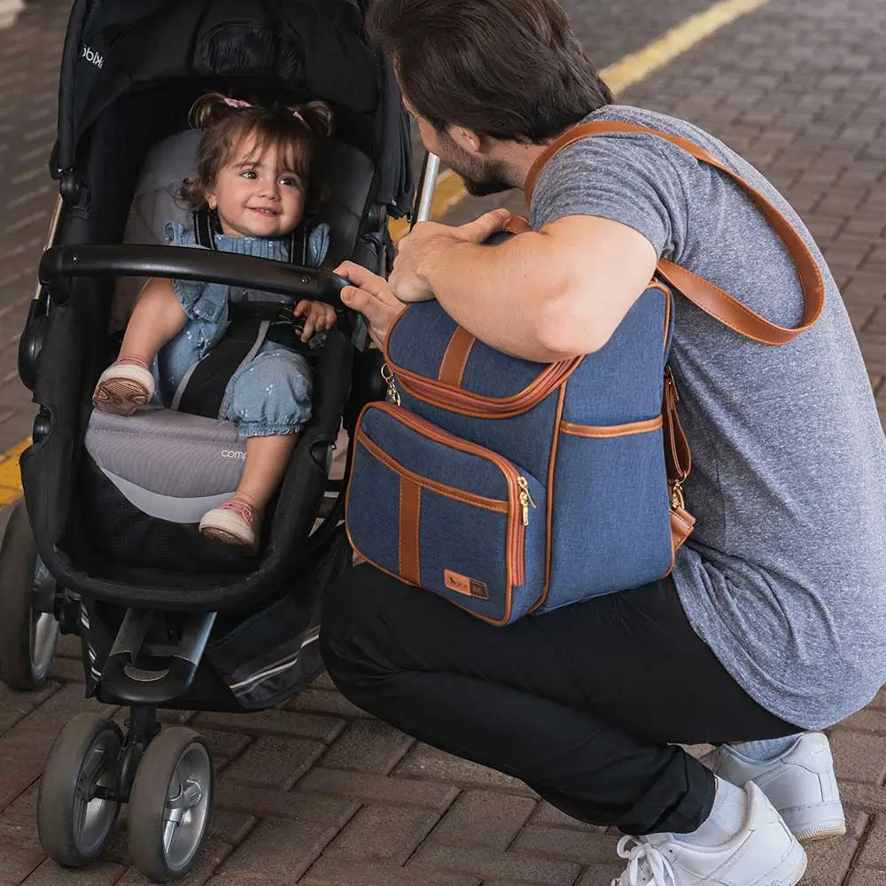 Kit Maternidade Mochila e Mala Jeans Lebaby - Miniatura 18