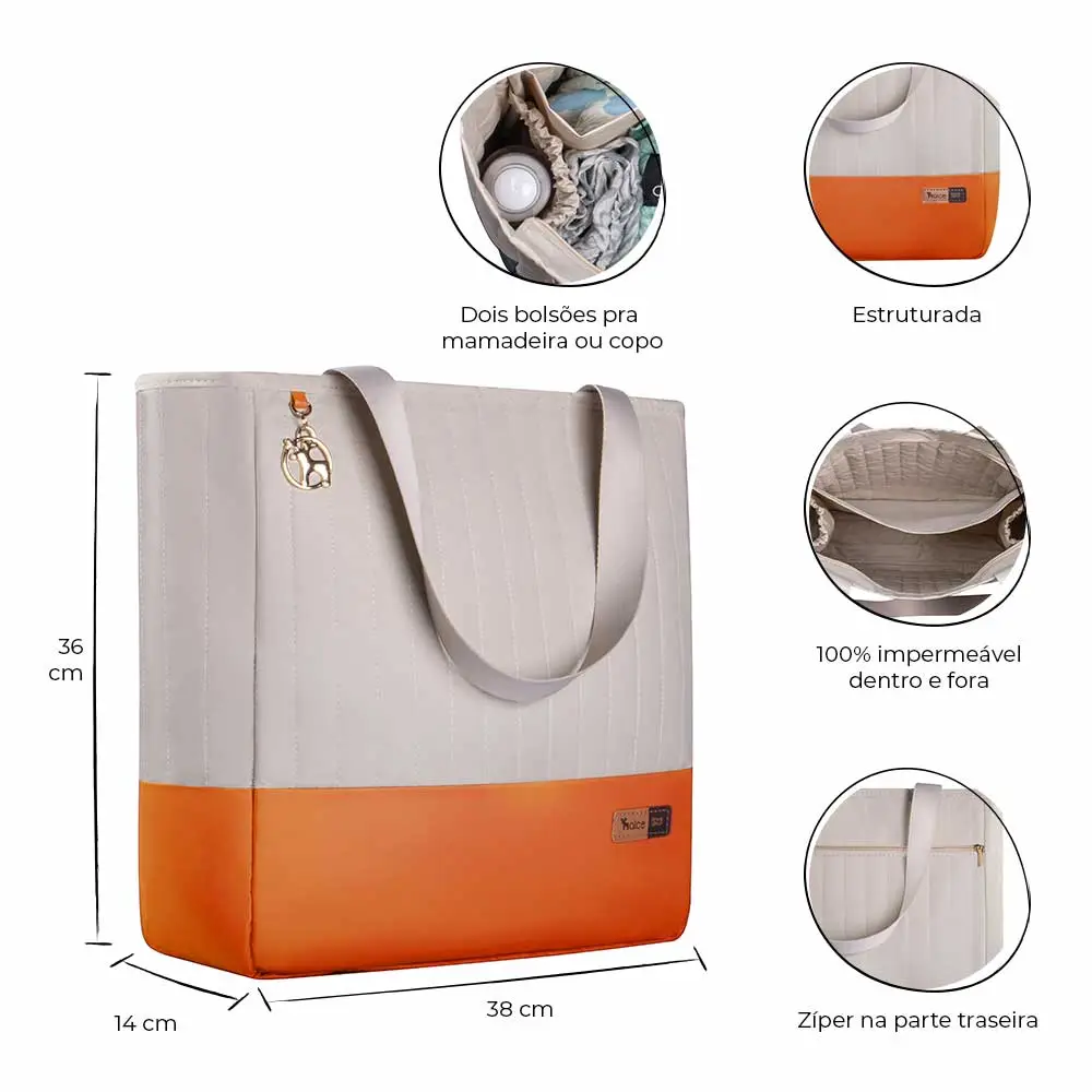 Bolsa Maternidade Coleção Cores - Creme e Laranja - Miniatura 2