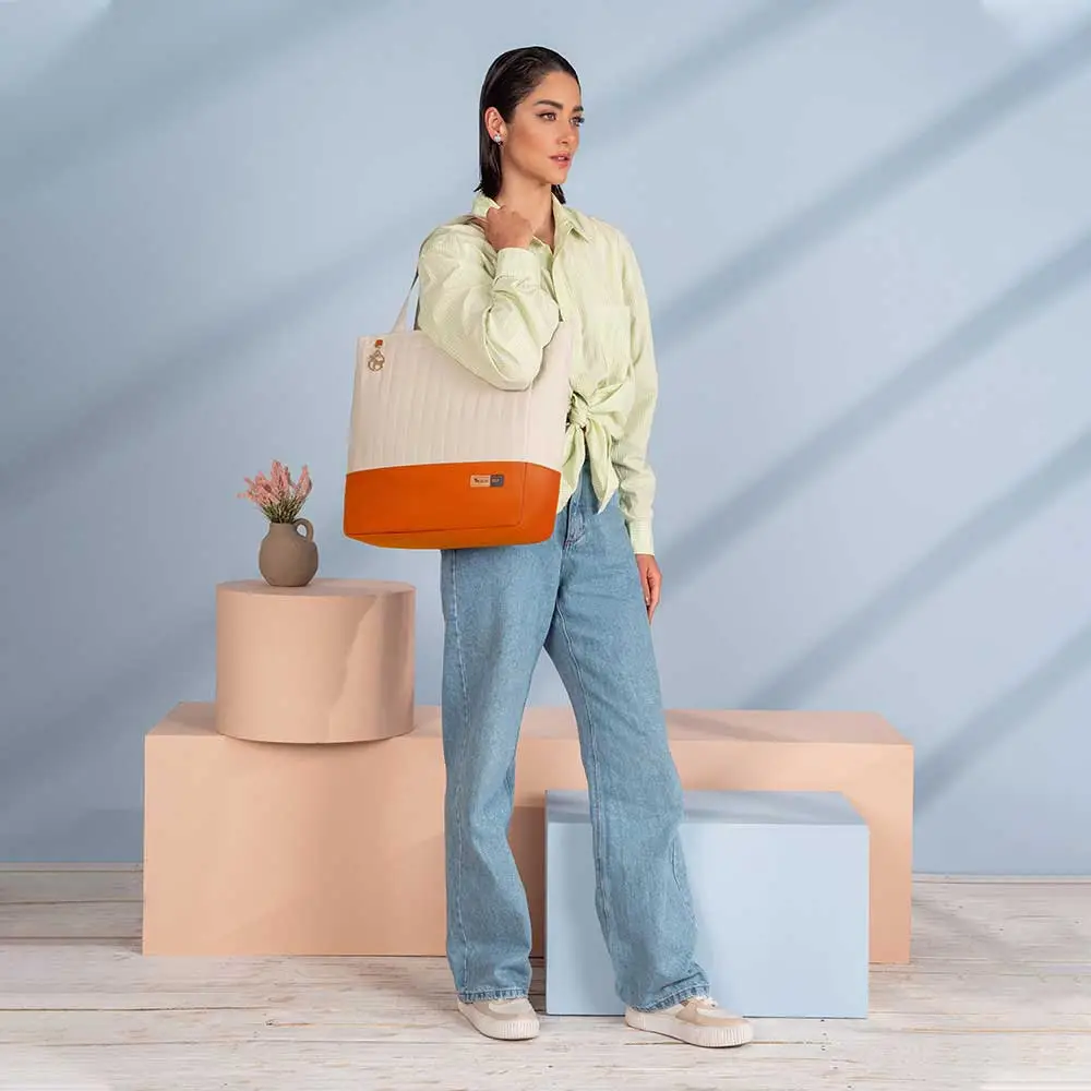Bolsa Maternidade Coleção Cores - Creme e Laranja - Miniatura 6