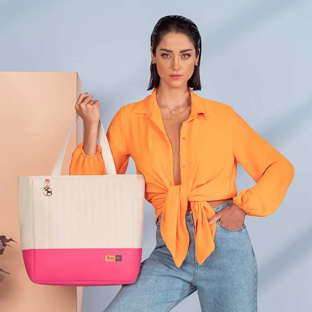 Bolsa Maternidade Coleção Cores - Creme e Pink - Miniatura 7