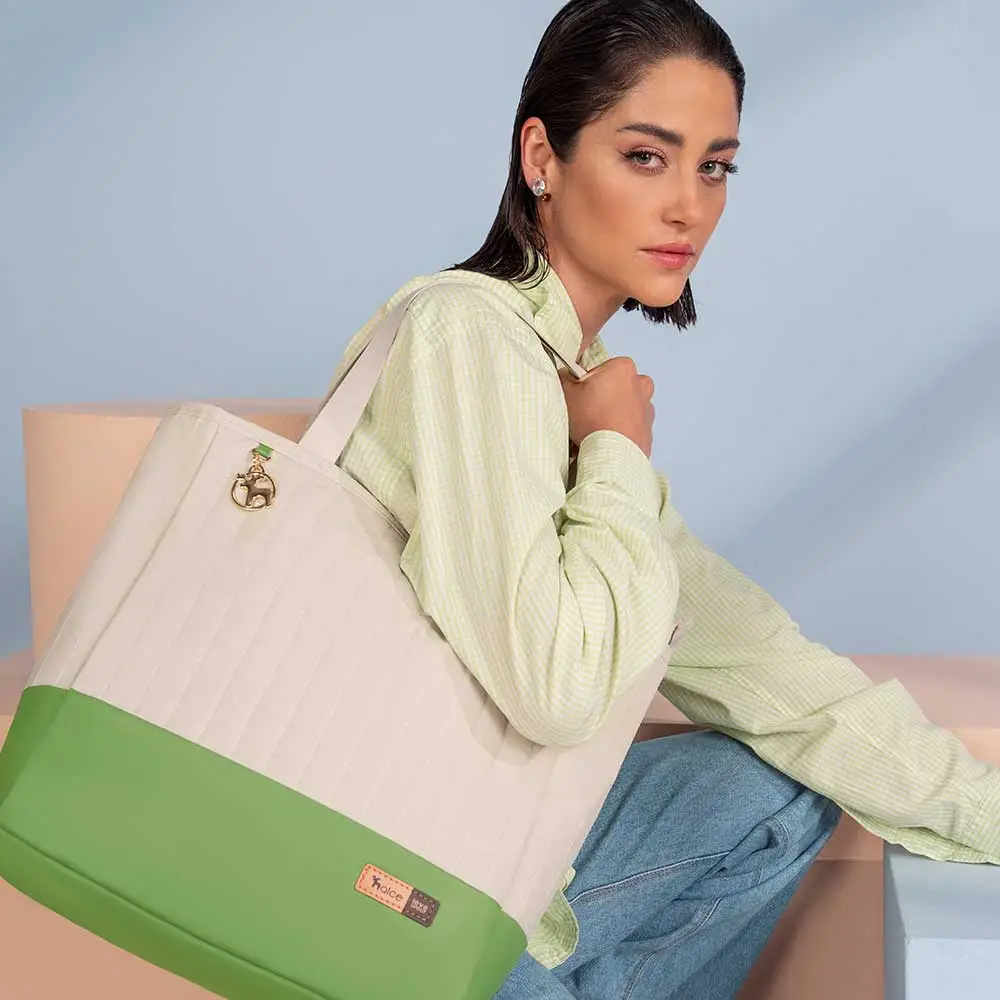 Bolsa Maternidade Coleção Cores - Creme e Verde - Miniatura 9