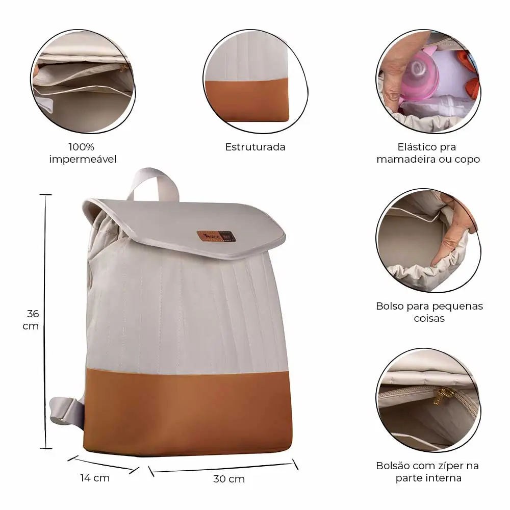 Kit Bolsa Mala e Mochila Maternidade Coleção Cores - Creme e Caramelo - Miniatura 12