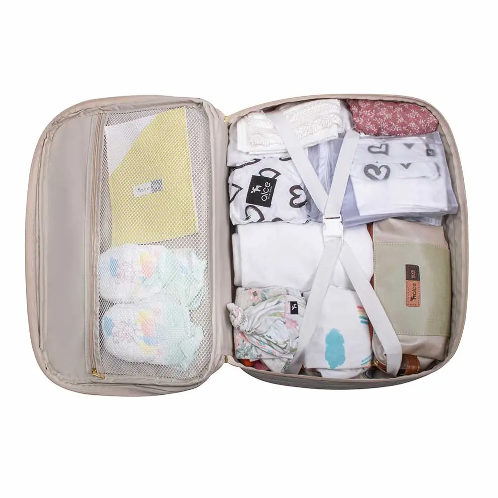 Kit Bolsa Mala e Mochila Maternidade Coleção Cores - Creme e Caramelo - Miniatura 9
