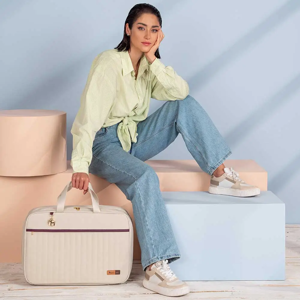 Kit Bolsa Mala e Mochila Maternidade Coleção Cores - Creme e Marsala - Miniatura 19