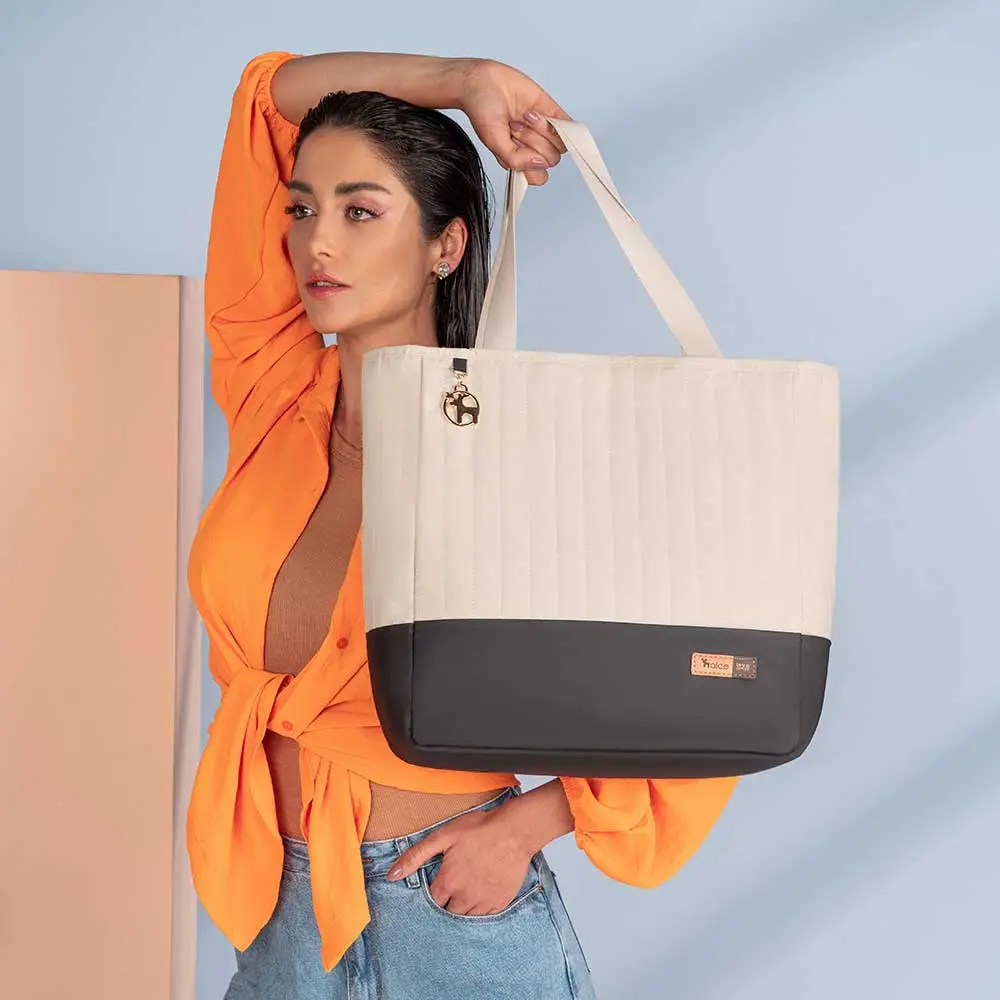 Kit Bolsa Mala e Mochila Maternidade Coleção Cores - Creme e Preto - Miniatura 20