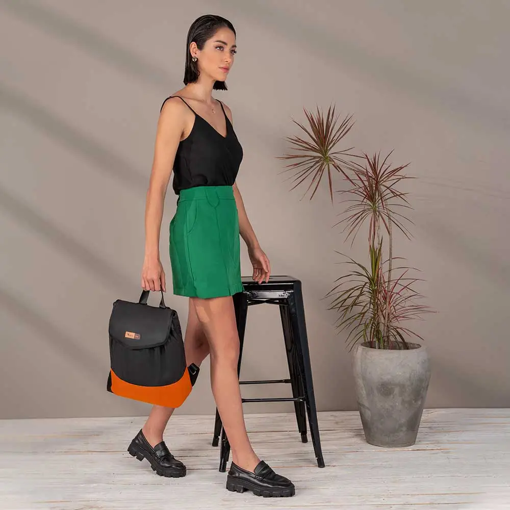 Mochila Maternidade Coleção Cores - Preto e Laranja - Miniatura 6