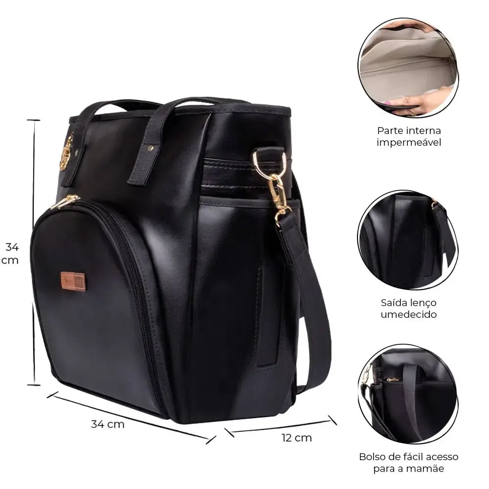 Bolsa Maternidade Lebaby Preta - Miniatura 3