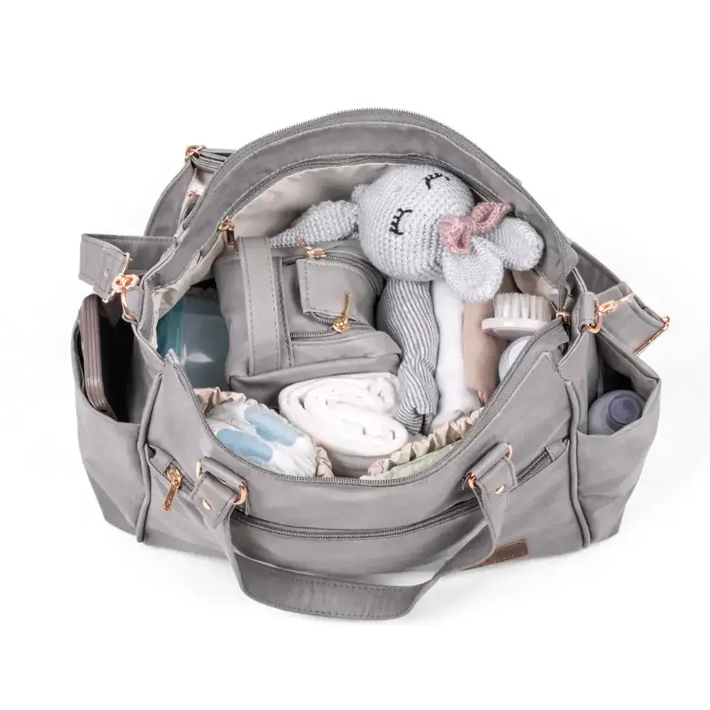 Bolsa Mochila Maternidade 2 em 1 Corah Cinza - Miniatura 7