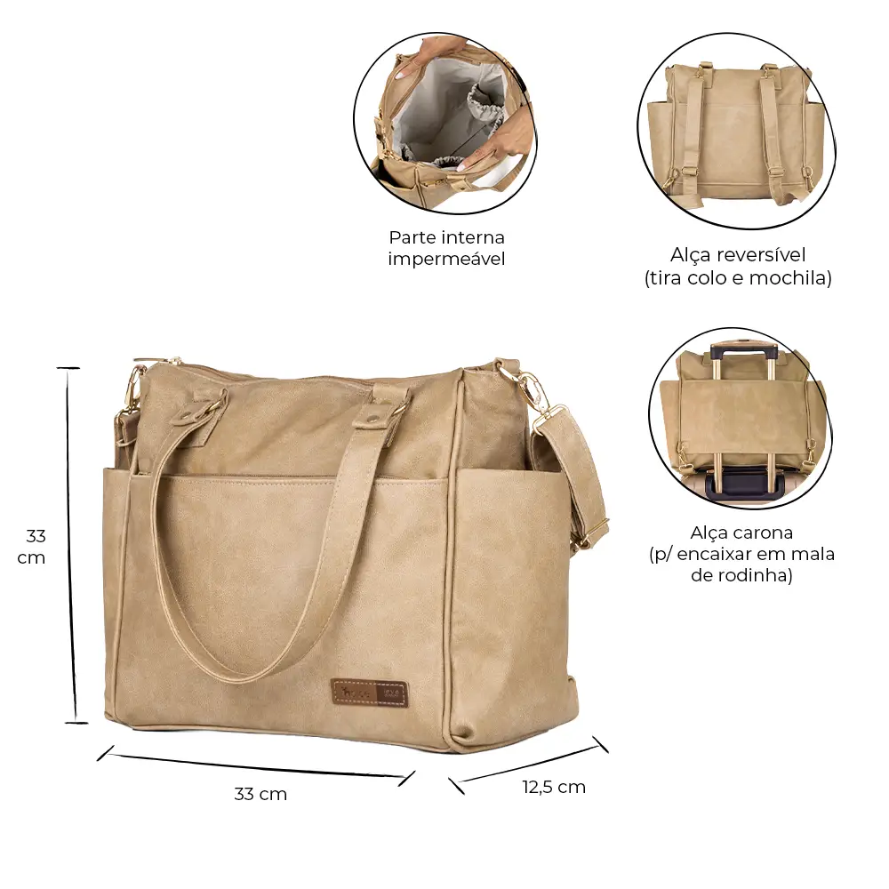 Bolsa Mochila Maternidade 2 em 1 Corah Cru - Miniatura 3
