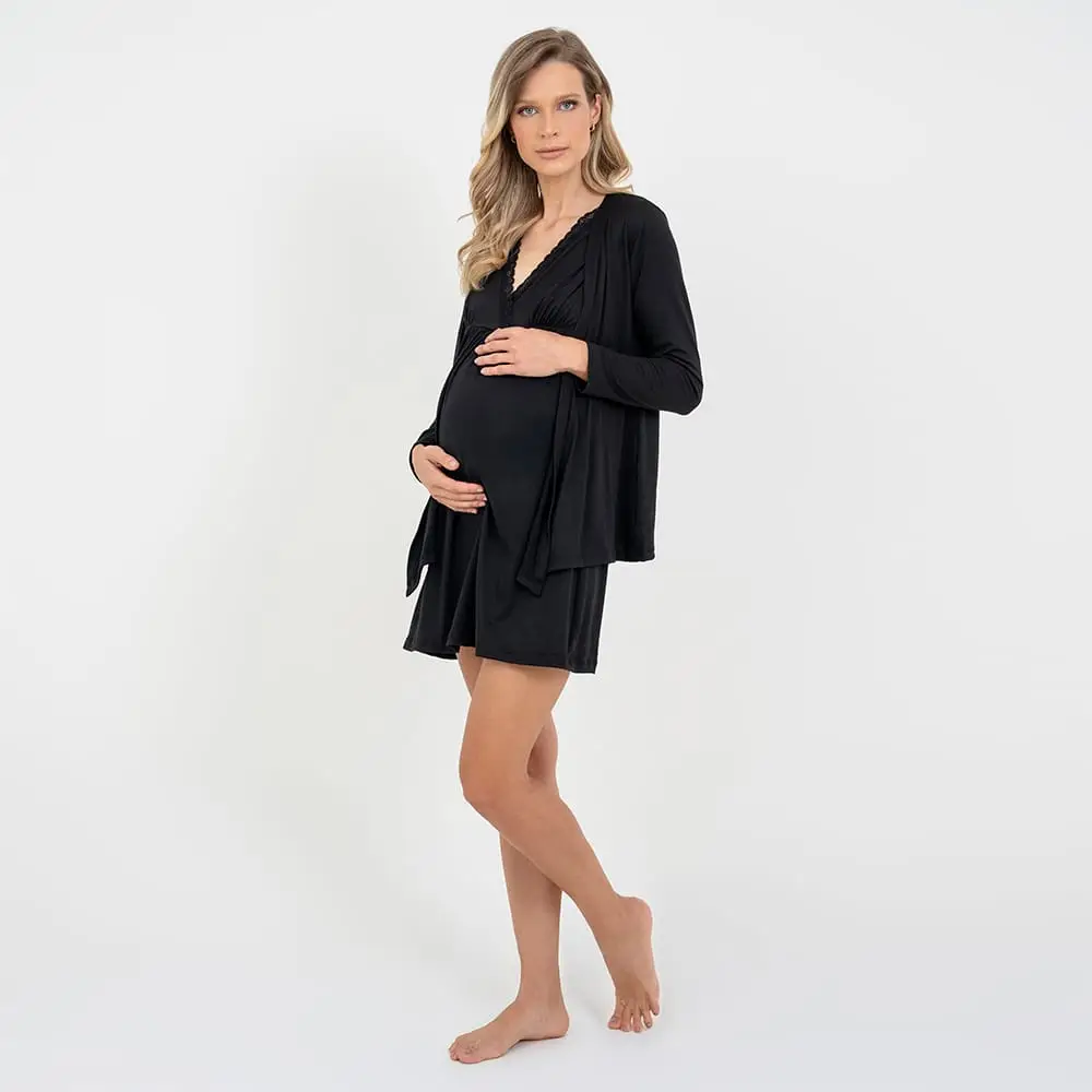 Kimono Maternidade Preto - Foto 1