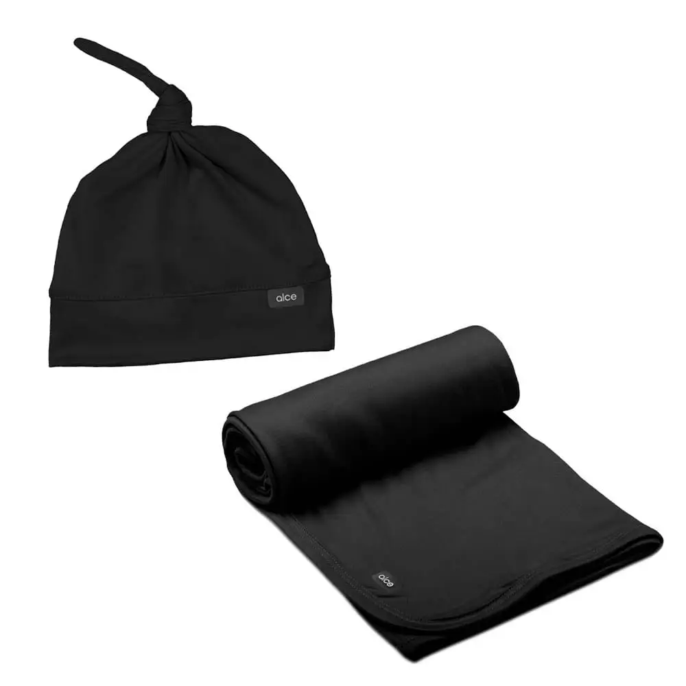 Kit Manta e Touca Nozinho para Bebê Preta - Foto 1